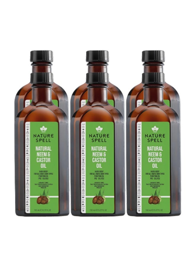 نايتشر سبيل 6 قطع زيت الخروع والنيم لجميع أنواع الشعر والبشرة 150 مل - Image 1