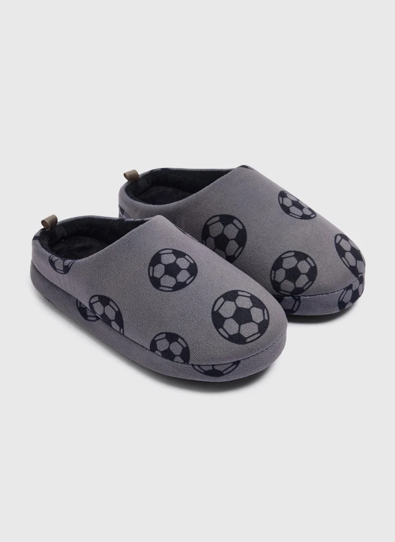 Matalan Boys Grey Football Mule Slippers