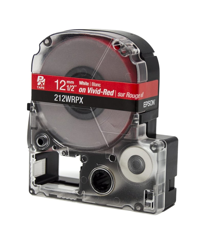 LABELWORKS Epson 212WRPX Genuine PET (Polyester) Tape Cartridge - White on Red Label Maker Tape - 1/2" (12MM) Wide, 30' - Image 3