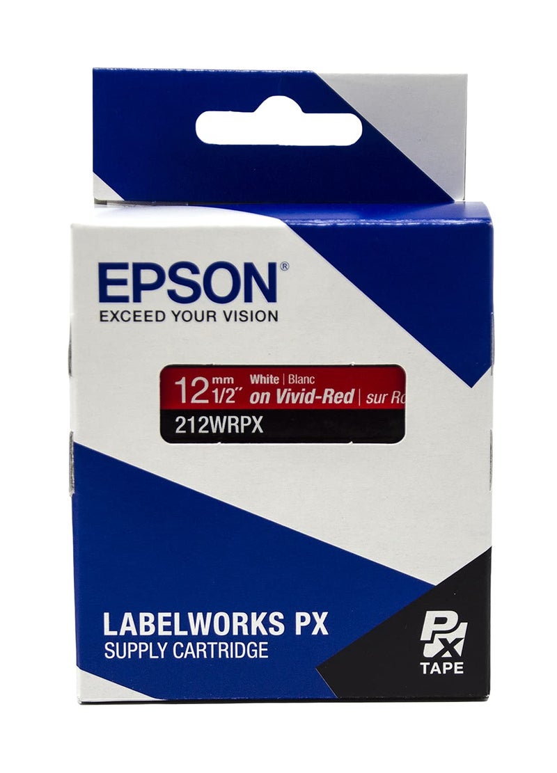 LABELWORKS Epson 212WRPX Genuine PET (Polyester) Tape Cartridge - White on Red Label Maker Tape - 1/2" (12MM) Wide, 30' - Image 5