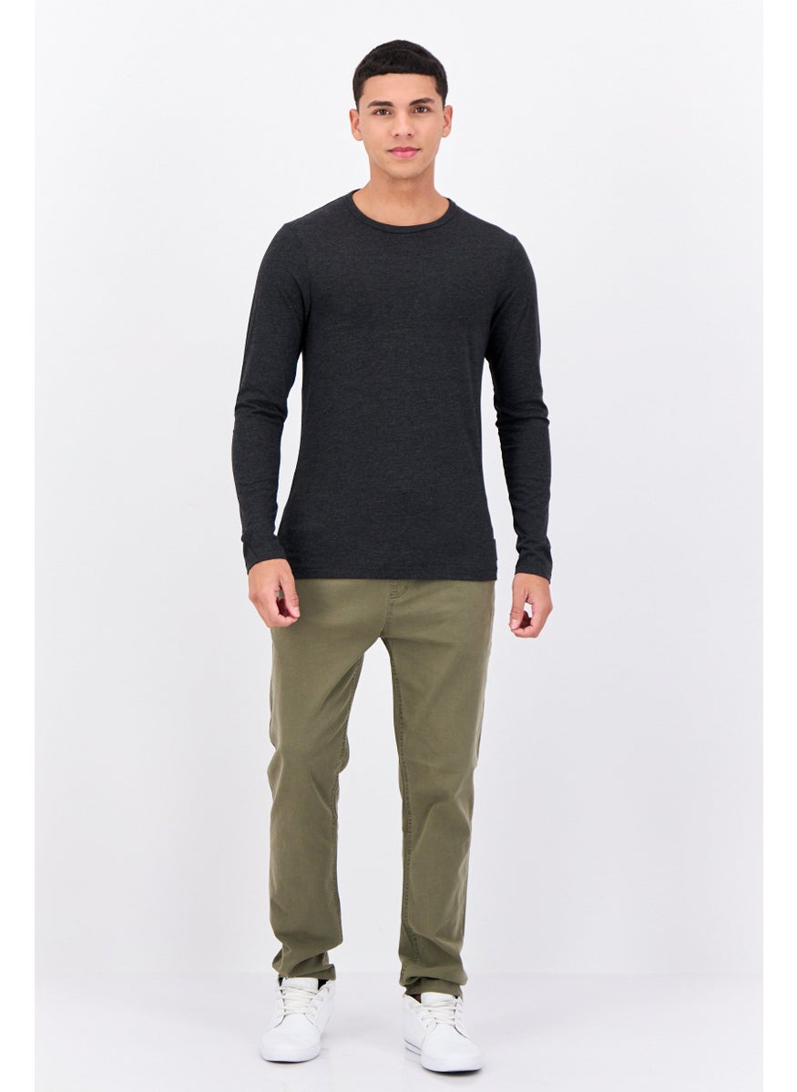 French Connection Men Crew Neck Long Sleeve Solid T Shirt, Charcoal Grey  - Image 4