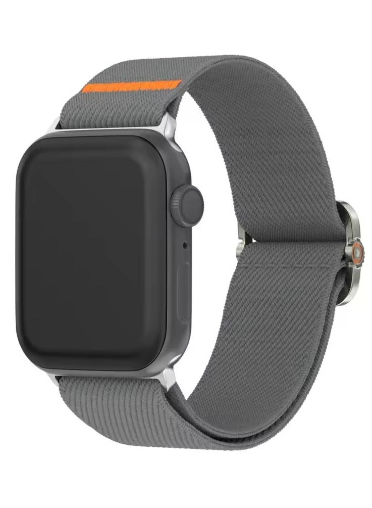 Adjustable Nylon Strap For Apple Watch Series 10/9/8/7/6/5/Ultra 2/Ultra - 49mm 44mm 45mm 42mm 46mm With metal buckle (Grey) - Image 2