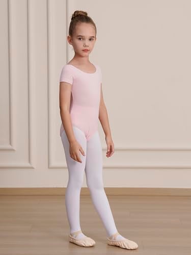 WEGETIT Gymnastics Leotards for Girls Ballet Dance Toddler Leotard Short Sleeve Bodysuit (Pink, 4-6 Years) - Image 3