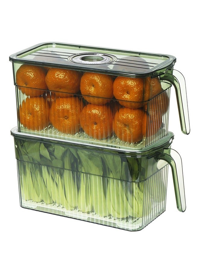 فلاي رود عبوة من 2 صندوق تخزين طعام للثلاجة، حاوية تخزين طعام قابلة للتكديس، صناديق لحفظ التوت للثلاجة مع صينية تصريف قابلة للإزالة للحفاظ على نضارة الخضراوات/الفاكهة/اللحوم/السلطة - Image 1