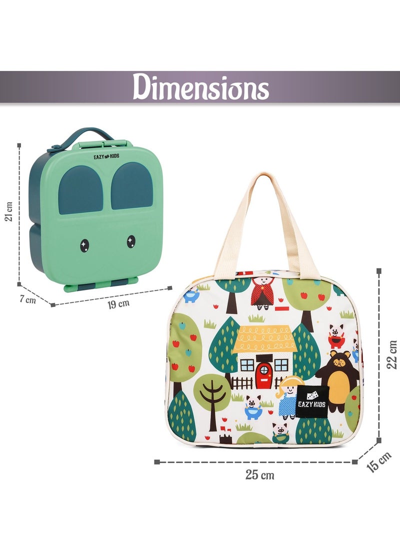 Bento Box Wt Insulated Lunch Bag Combo Green