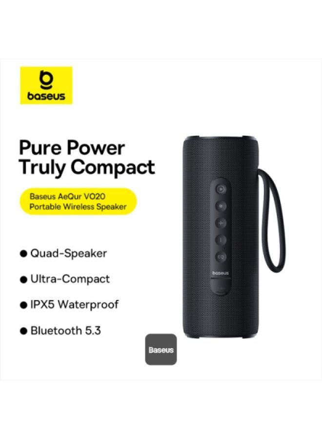 Baseus AeQur VO20 Portable Wireless Speaker - Cluster Black - Image 2