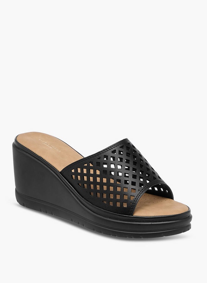 Flora Bella By Shoexpress Cutout Detail Slip-On Sandals with Wedge Heels  - Image 2