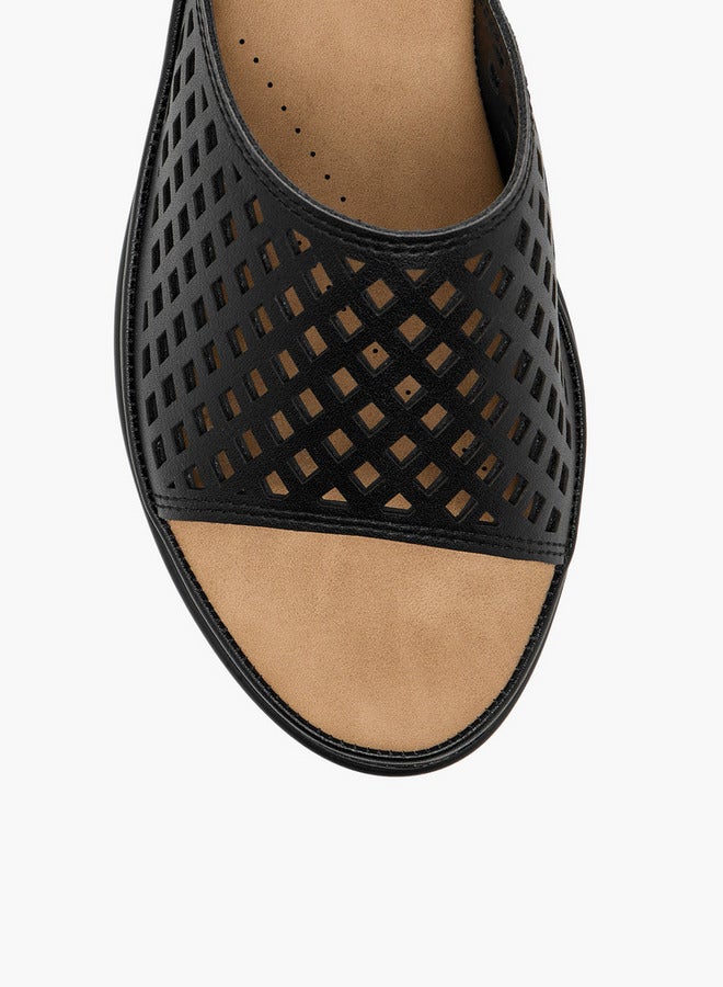Flora Bella By Shoexpress Cutout Detail Slip-On Sandals with Wedge Heels  - Image 4
