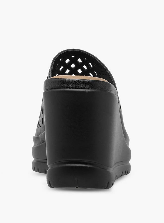 Flora Bella By Shoexpress Cutout Detail Slip-On Sandals with Wedge Heels  - Image 5