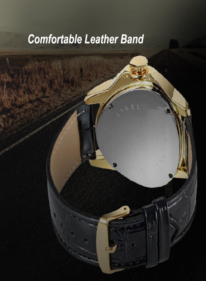 وينر ساعة يد رجالية فاخرة أوتوماتيكية ميكانيكية، بتصميم رياضي أنيق، ومينا مثلث، وهيكل عظمي ذهبي غامض. - Image 4