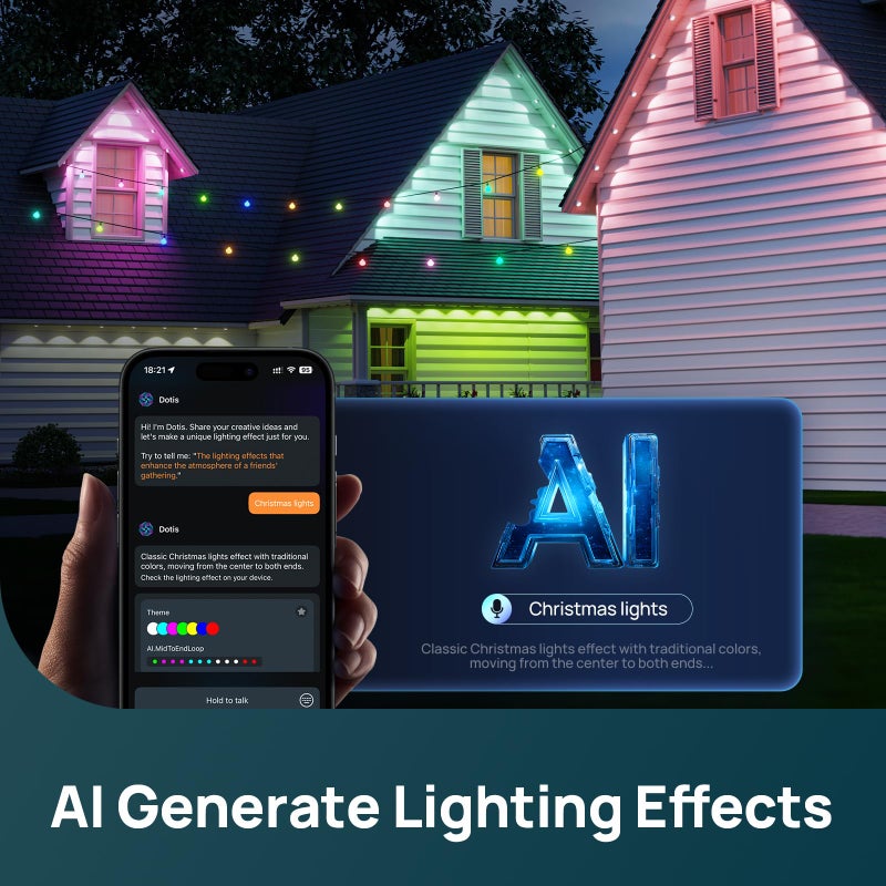 Linkind Outdoor Eave Lights for Easter Lights,100ft with 72 Triple-LED,AI Lighting, RGBTW Smart Outdoor Lights LED Strip Lights, IP67 Waterproof, Works with Alexa,Google Assistant - Image 3