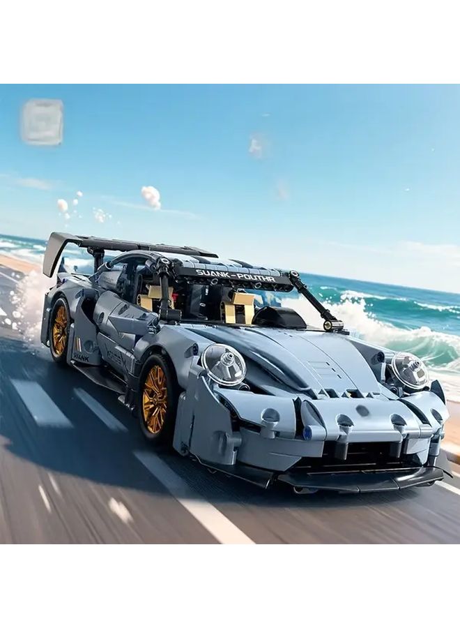 مجموعة مكعبات سيارة موديل بلو 1300 قطعة مجموعة سيارات رياضية عالية التقنية هدية جمع للكبار - Image 3