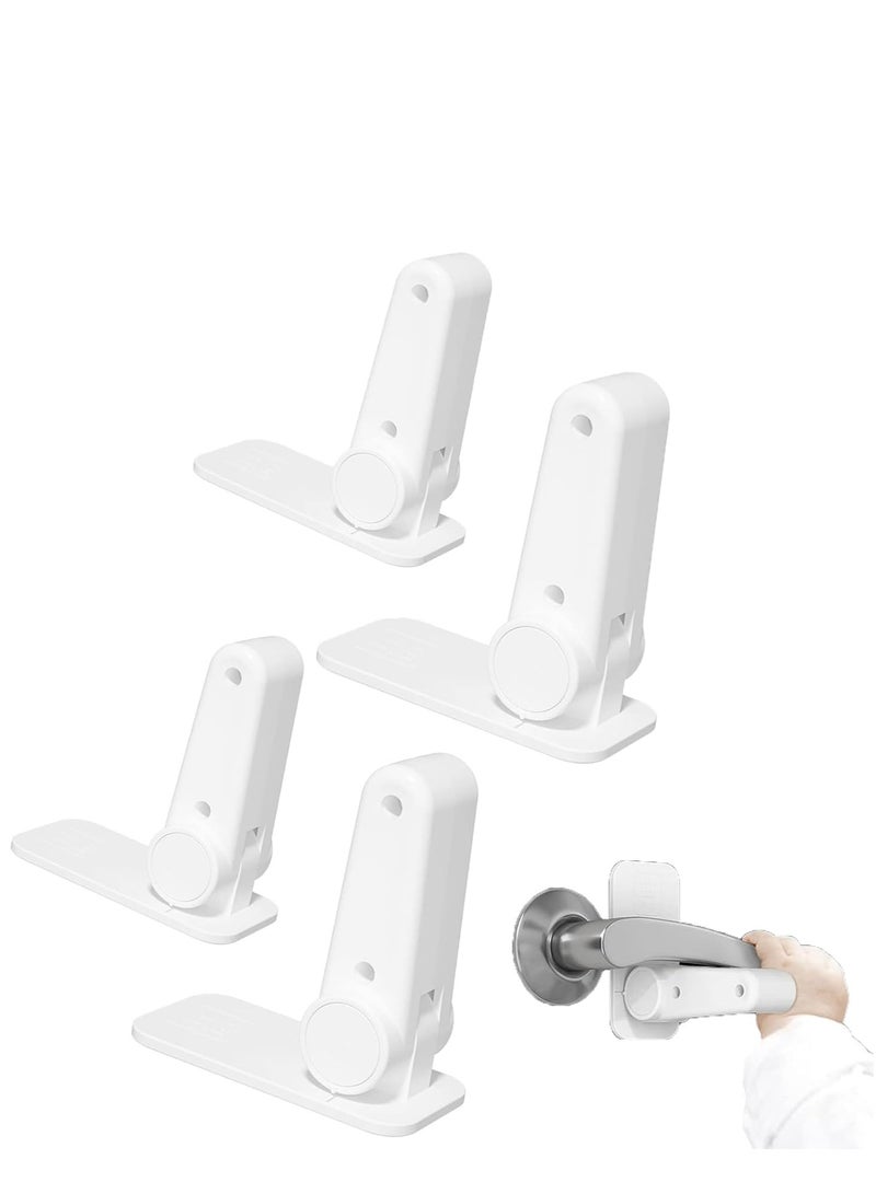 SOLARAE Door Lever Lock Handle for Children, Baby Safety Without Drilling, Self-Adhesive Childproof & Petproof, Windows, Refrigerators, Ovens 4Pcs Whit - Image 1