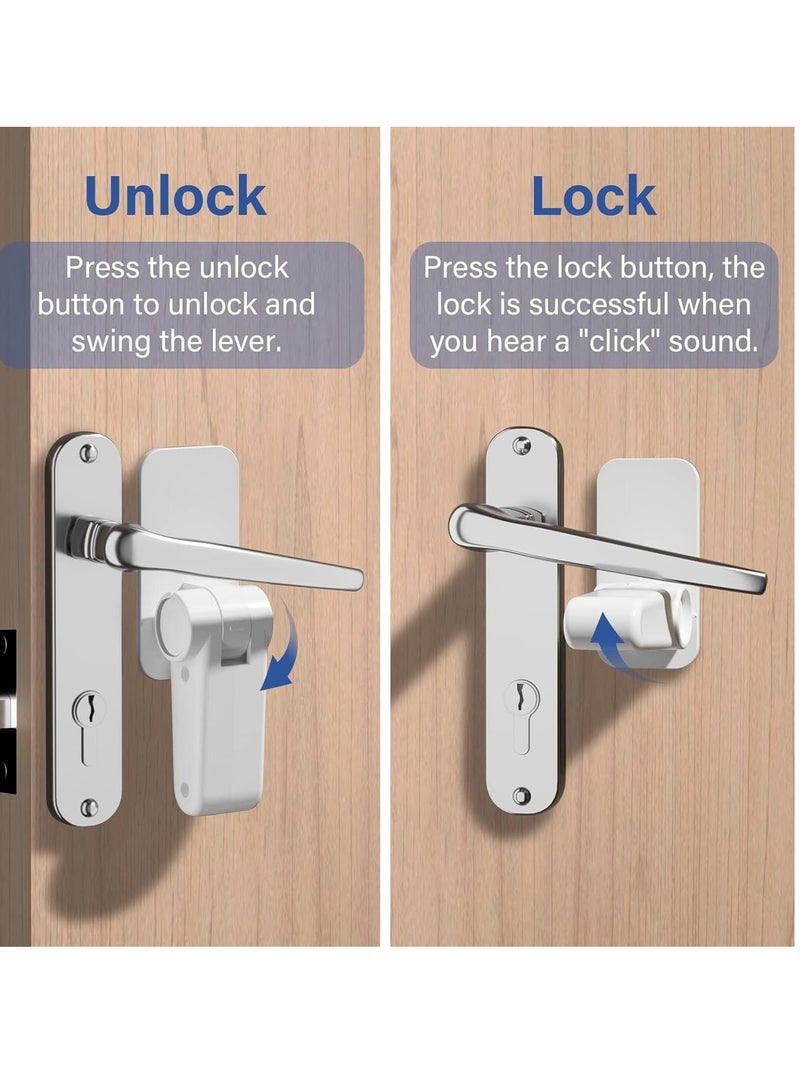 SOLARAE Door Lever Lock Handle for Children, Baby Safety Without Drilling, Self-Adhesive Childproof & Petproof, Windows, Refrigerators, Ovens 4Pcs Whit - Image 5