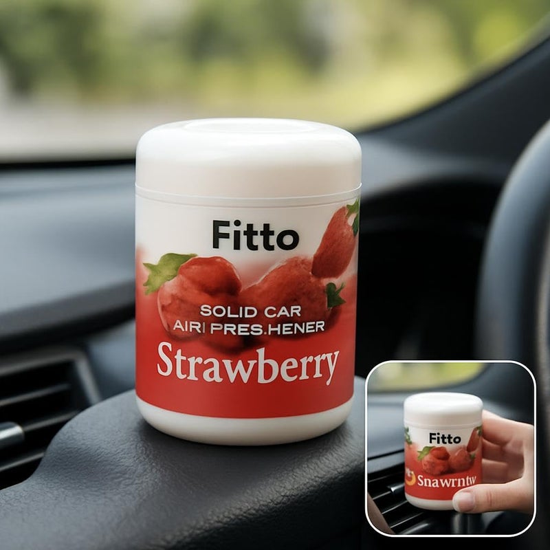 Fitto Solid Car Air Freshener Gel Strawberry Scent, Long Lasting Gel Odor Eliminator for Car Interior and Dashboard, 200gms - Image 3
