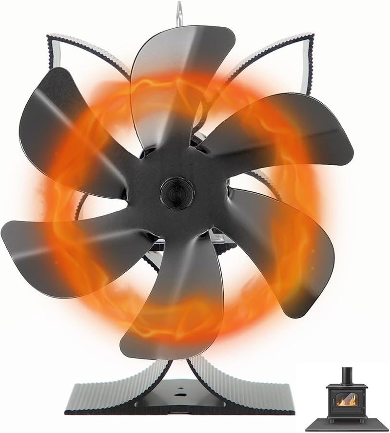 6 Blade Heat Powered Stove Fan Quiet Efficient Heating for Living Room Bedroom - Image 3