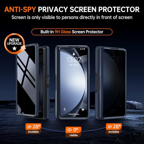 MOBOSI غطاء MOBOSI لجهاز Z Fold 5 مع واقي شاشة خصوصية [متوافق مع Magsafe]، [مع حامل مدمج وحماية كاملة للمفصل] غطاء هاتف مضاد للصدمات لجهاز سامسونج جالاكسي Z Fold5، أسود - Image 3