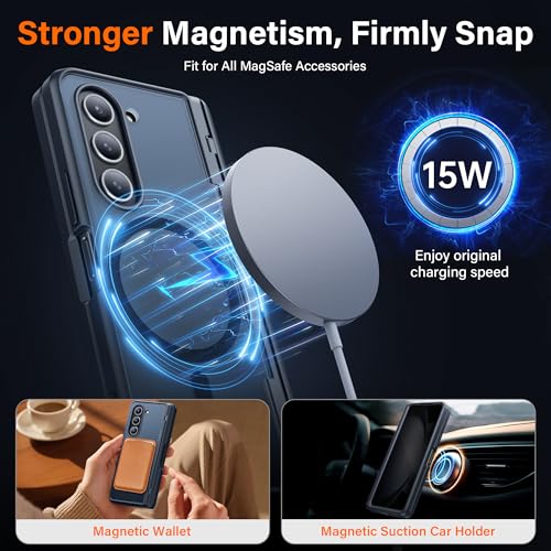 MOBOSI غطاء MOBOSI لجهاز Z Fold 5 مع واقي شاشة خصوصية [متوافق مع Magsafe]، [مع حامل مدمج وحماية كاملة للمفصل] غطاء هاتف مضاد للصدمات لجهاز سامسونج جالاكسي Z Fold5، أسود - Image 4