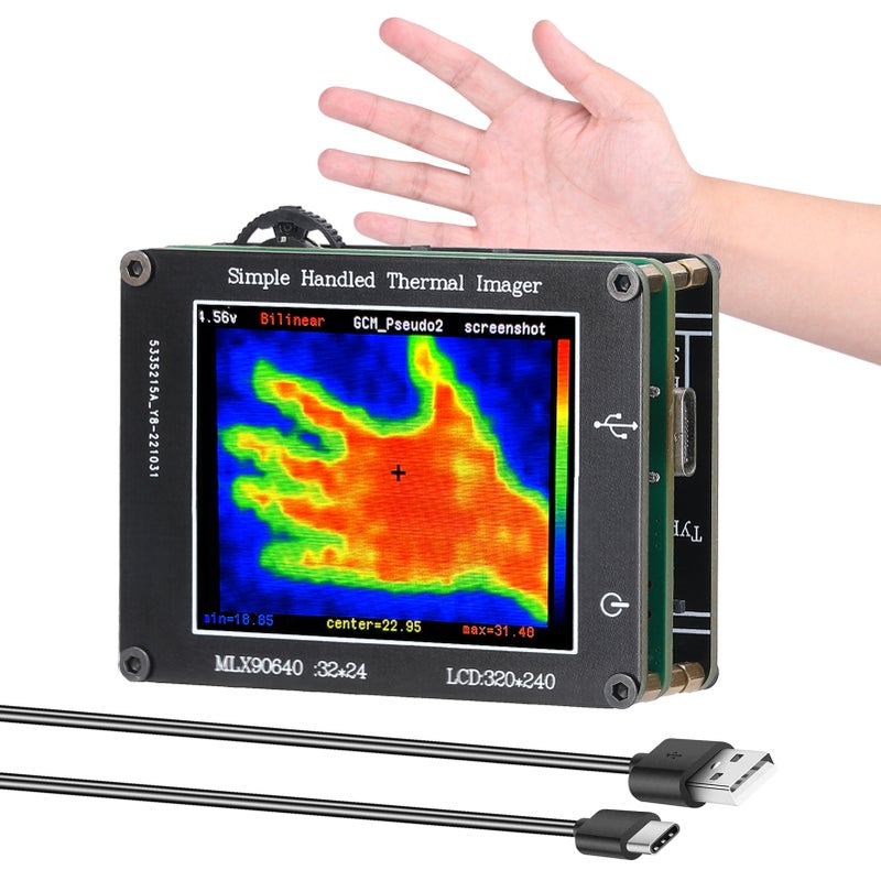 24 * 32 Pixel Infrared Sensor Simple Handheld Thermal Imager Portable 3.2inch LCD Display 240*320 Resolution Clear Definition Imaging Camera -40℃ to 300℃ Temperature Measurement Instrument - Image 1