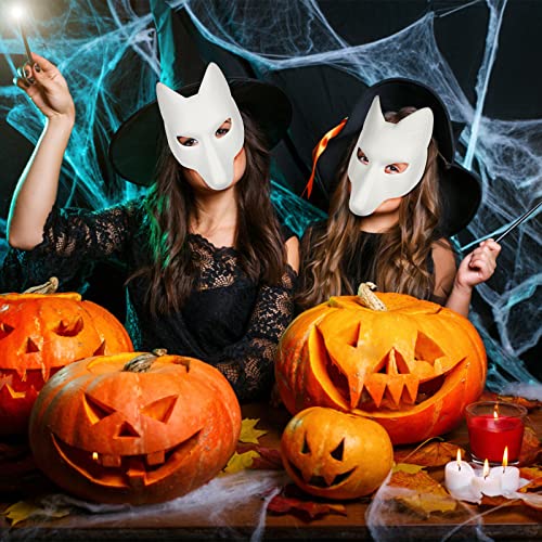 PRETYZOOM Paintable White Fox Mask DIY Animal Masquerade Masks Halloween Cosplay Masquerade Party Wolf Costume Accessory - Image 2