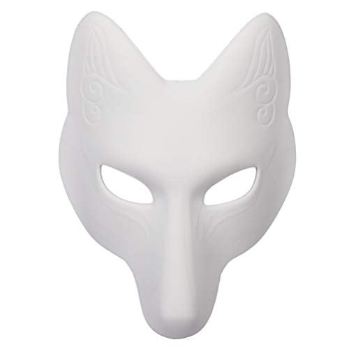 PRETYZOOM Paintable White Fox Mask DIY Animal Masquerade Masks Halloween Cosplay Masquerade Party Wolf Costume Accessory - Image 1