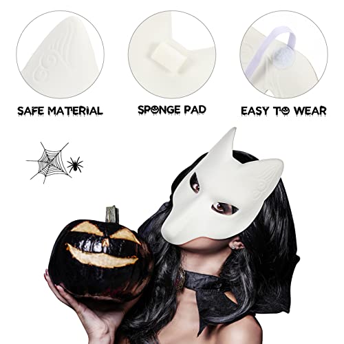 PRETYZOOM Paintable White Fox Mask DIY Animal Masquerade Masks Halloween Cosplay Masquerade Party Wolf Costume Accessory - Image 4
