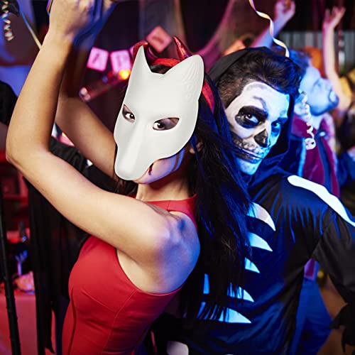 PRETYZOOM Paintable White Fox Mask DIY Animal Masquerade Masks Halloween Cosplay Masquerade Party Wolf Costume Accessory - Image 3