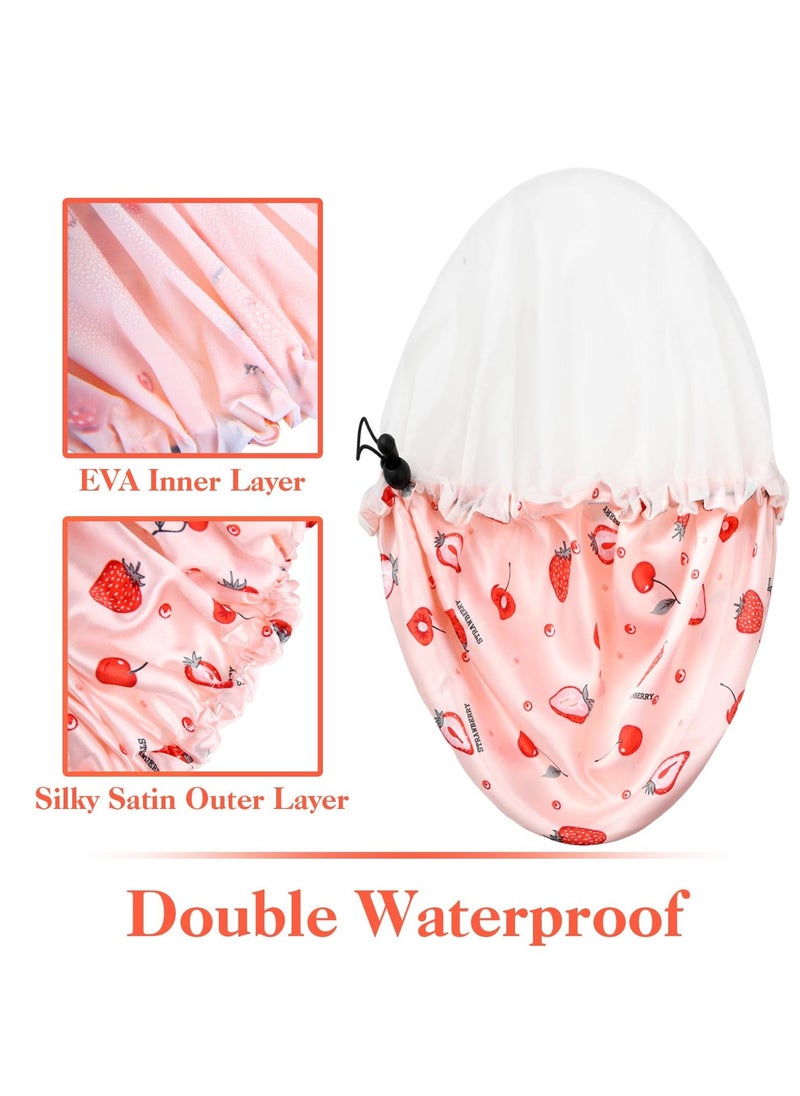Generic - Shower Caps for Women, 2PCS Satin Silk Bonnet Reusable Bath Caps, Double Waterproof Layers Shower Cap, Bathing Shower Caps, Hair Wrap Bonnets for Women Spa, Hair Salon, Home Hotel Travel - Image 1