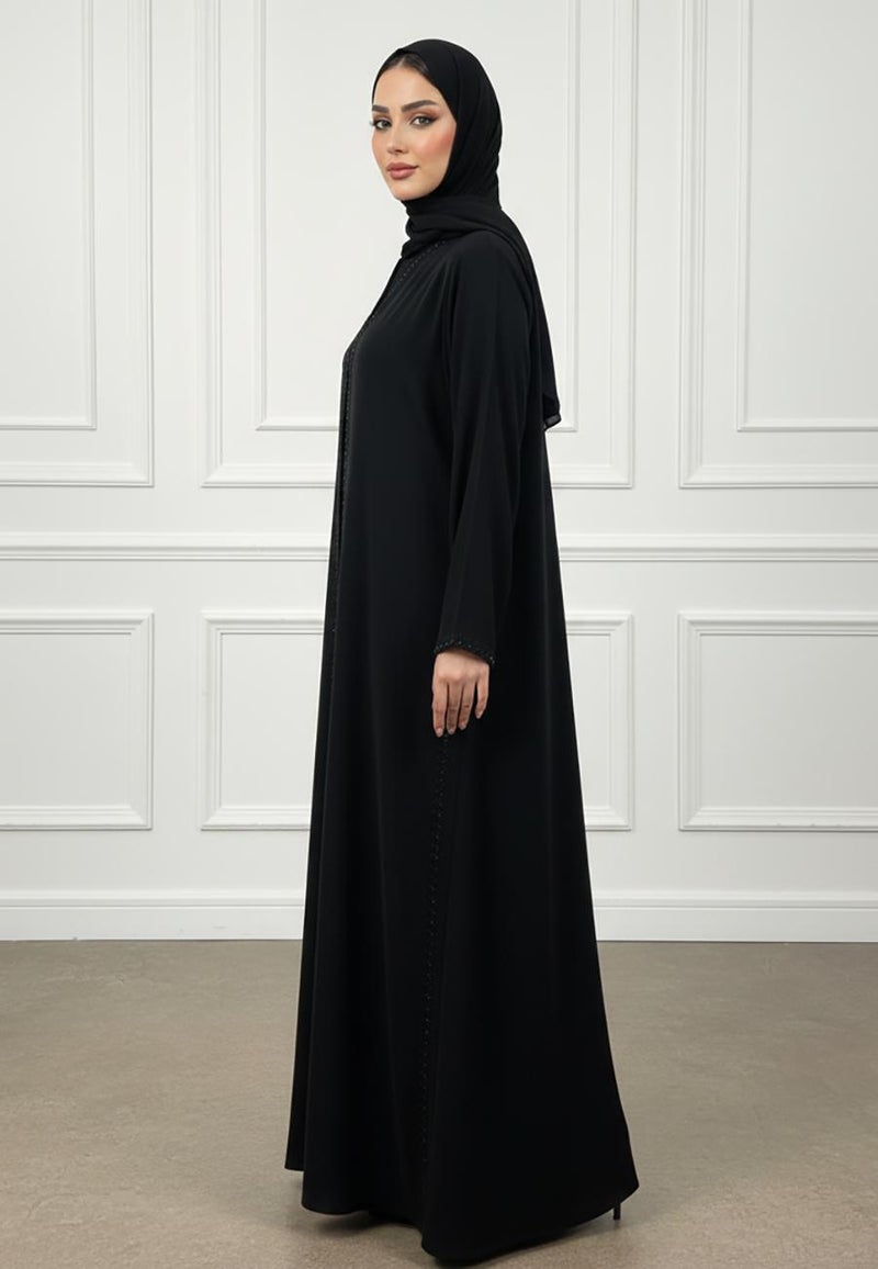 NUKHBAA Elegant Black Beaded Abaya-898 - Image 3
