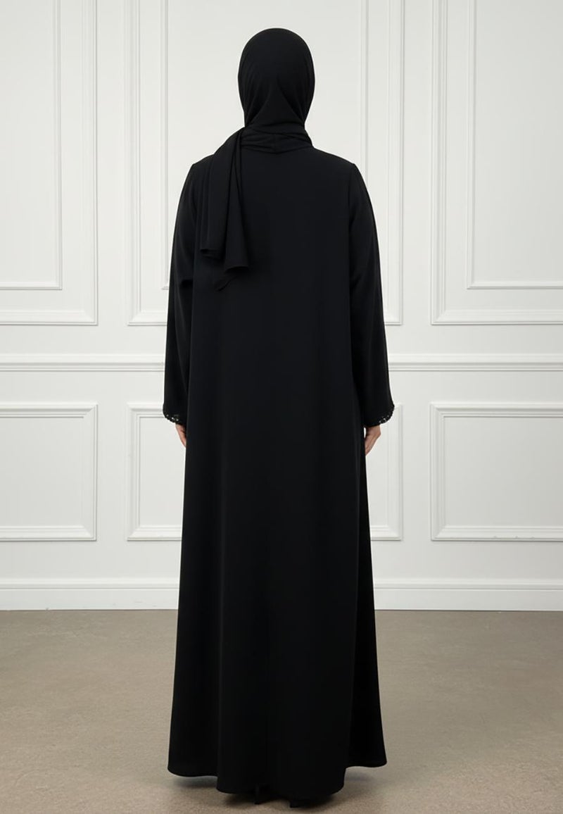 NUKHBAA Elegant Black Beaded Abaya-898 - Image 4