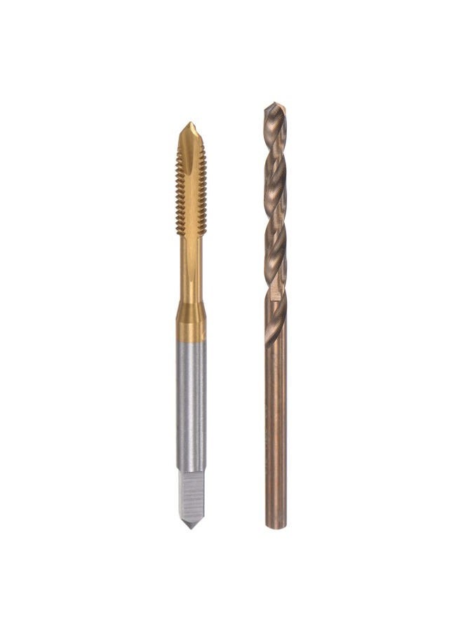 uxcell M4 x 0.7 Spiral Point Thread Tap and 3.3mm Drill Bit Set, Metric Titanium Plated Cobalt High Speed Steel Machine Screw Thread Tap Threading Tool - Image 1