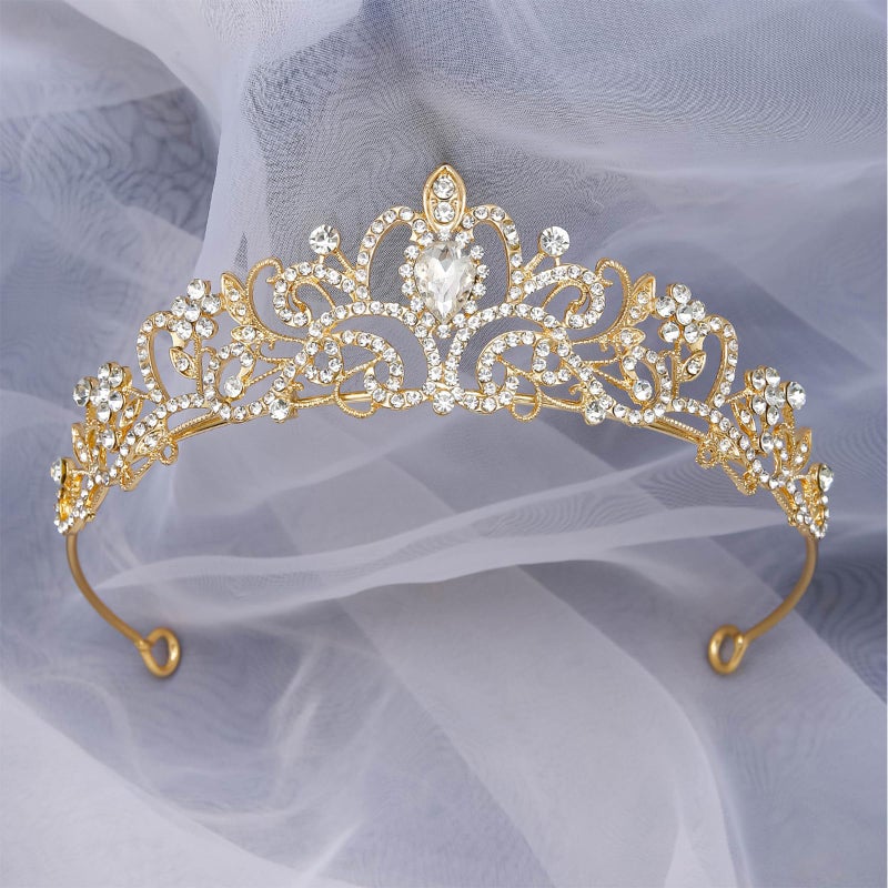 CIEHER Gold Tiara Crowns for Women & Girls - Bridal, Wedding, Prom, Quinceanera, Birthday & Christmas Crown Gifts - Hair Accessories - Image 2