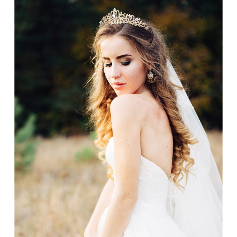 CIEHER Gold Tiara Crowns for Women & Girls - Bridal, Wedding, Prom, Quinceanera, Birthday & Christmas Crown Gifts - Hair Accessories - Image 3