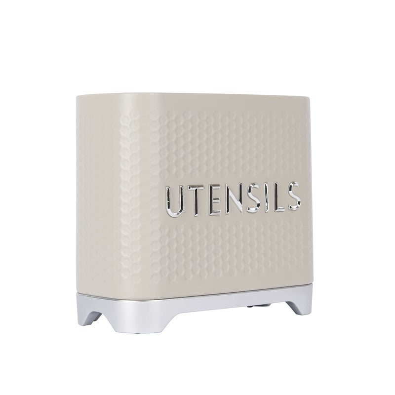 KitchenCraft Lovello Textured Kitchen Utensil Holder 19 x 9 x 18cm  Latte Cream