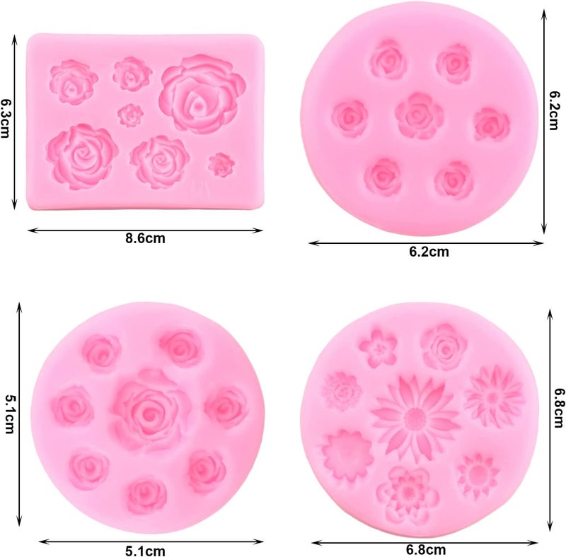 zixiang Rose Flower Silicone Molds Daisy Flower Fondant Mold For Cake Decorating Cupcake Topper Candy Polymer Clay Chocolate Gum Paste Set of 4 - Image 5