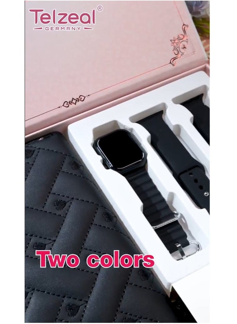 Telzeal TC 08 Mini Smart Watch for Women in Black – Fashion Gift Set with 3 Interchangeable Watch Straps, Elegant Handbag, Matching Earrings, Ring & Necklace Chain – Stylish Digital Watch Combo for Ladies – Ideal Gift for Birthdays, Eid & Daily Use  - Image 5