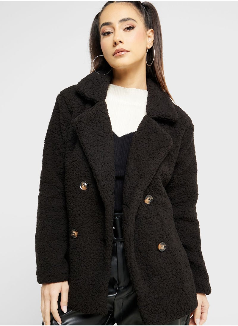 Ginger - Lapel Faux Shearling Coat - Image 1