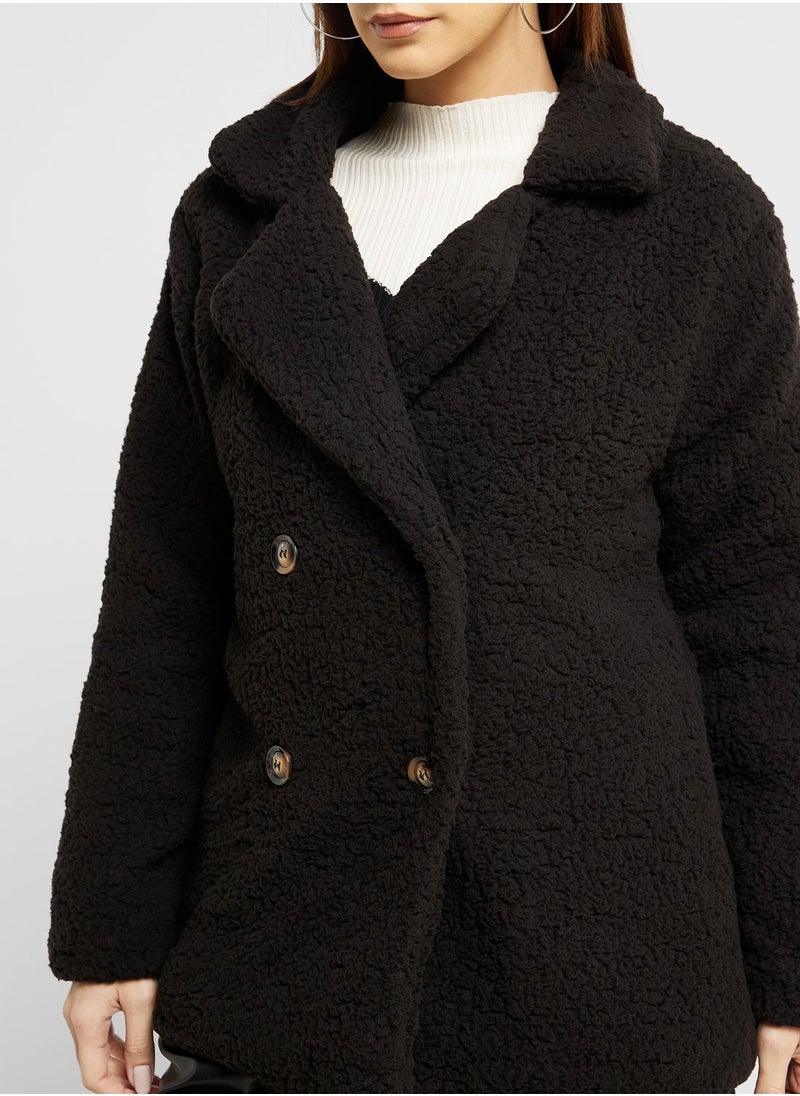 Ginger - Lapel Faux Shearling Coat - Image 1