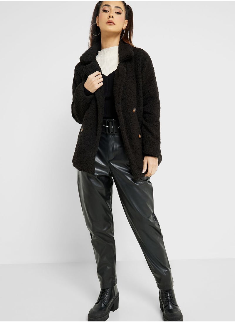 Ginger - Lapel Faux Shearling Coat - Image 1