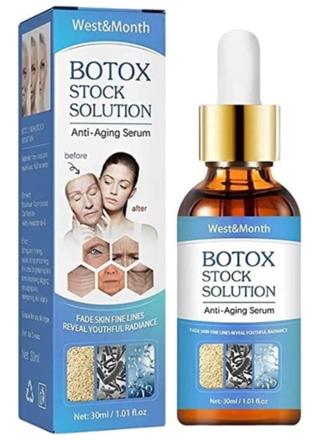 West&Month Botox Stock Solution Face Serum 30ml – Instant Skin Tightening Anti-Aging Serum to Reduce Fine Lines & Wrinkles, Boost Collagen, Hydrate and Plump Skin for a Smooth Youthful Look - Image 1