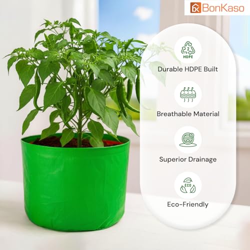 BonKaso Grow Bags 6x6 Inch, Pack of 4 – Durable HDPE Fabric Planting Bags for Terrace, Balcony & Kitchen Garden, Perfect for Growing All Vegetables, Leafy Greens, Fruits, and Herbs Easily at Home - Image 3