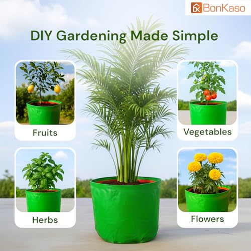 BonKaso Grow Bags 6x6 Inch, Pack of 4 – Durable HDPE Fabric Planting Bags for Terrace, Balcony & Kitchen Garden, Perfect for Growing All Vegetables, Leafy Greens, Fruits, and Herbs Easily at Home - Image 2