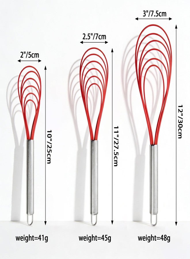 RUIFYRAY Flat Metal Whisk Set of 3, Stainless Steel Flat Whisk, Wire Egg Utensils Whisk for Cooking, Blending, Beating, Frothing & Stirring - Image 2