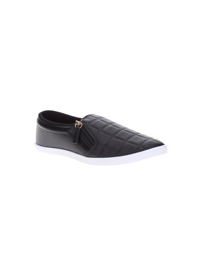 Beira Rio Quilted Flat Shoes with Zipped Detail - Image 1
