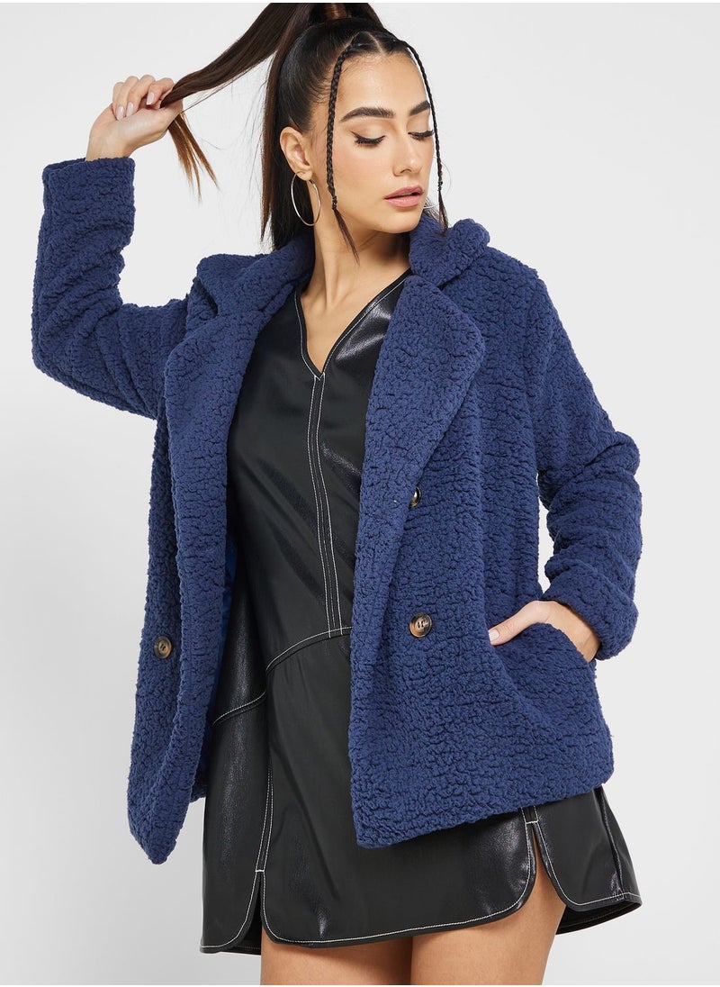 Ginger - Lapel Faux Shearling Coat - Image 1