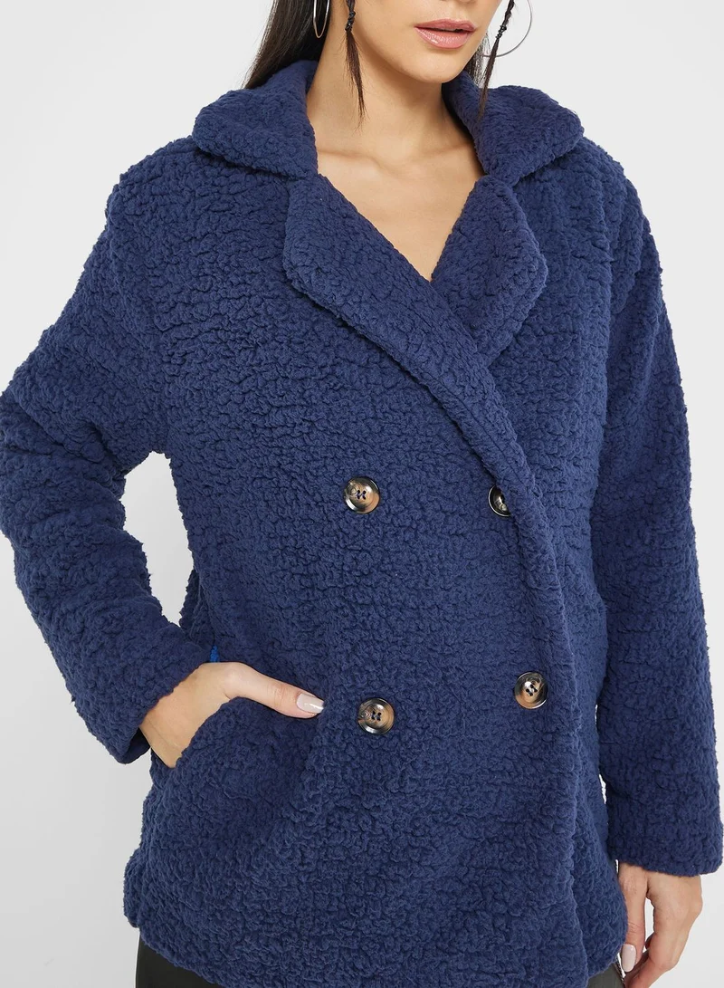 Ginger Lapel Faux Shearling Coat