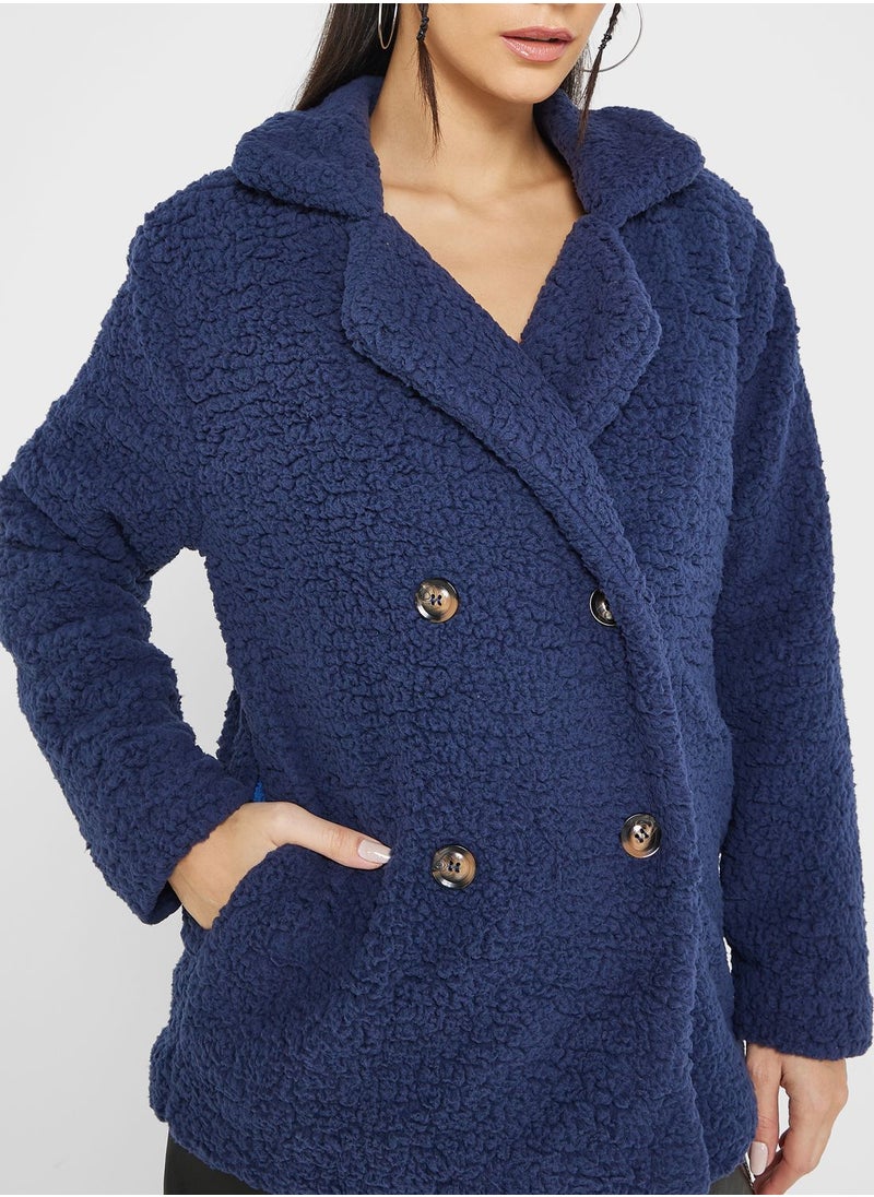 Ginger - Lapel Faux Shearling Coat - Image 1