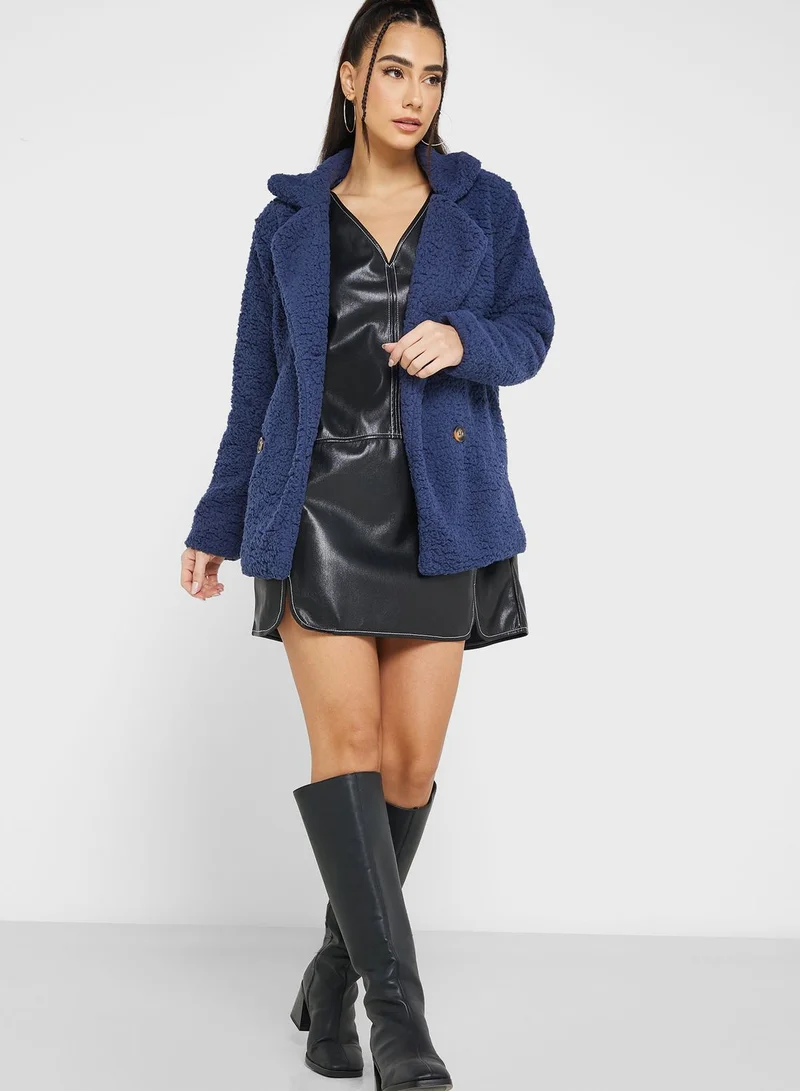 Ginger Lapel Faux Shearling Coat