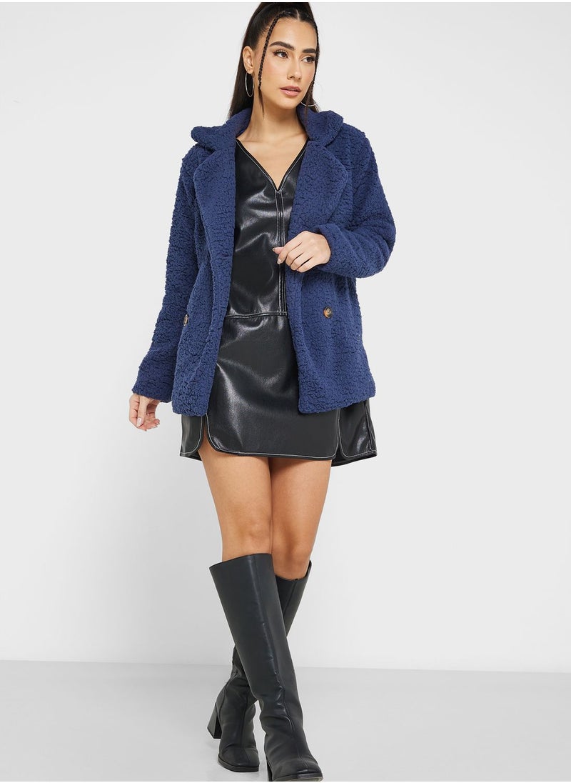Ginger - Lapel Faux Shearling Coat - Image 1