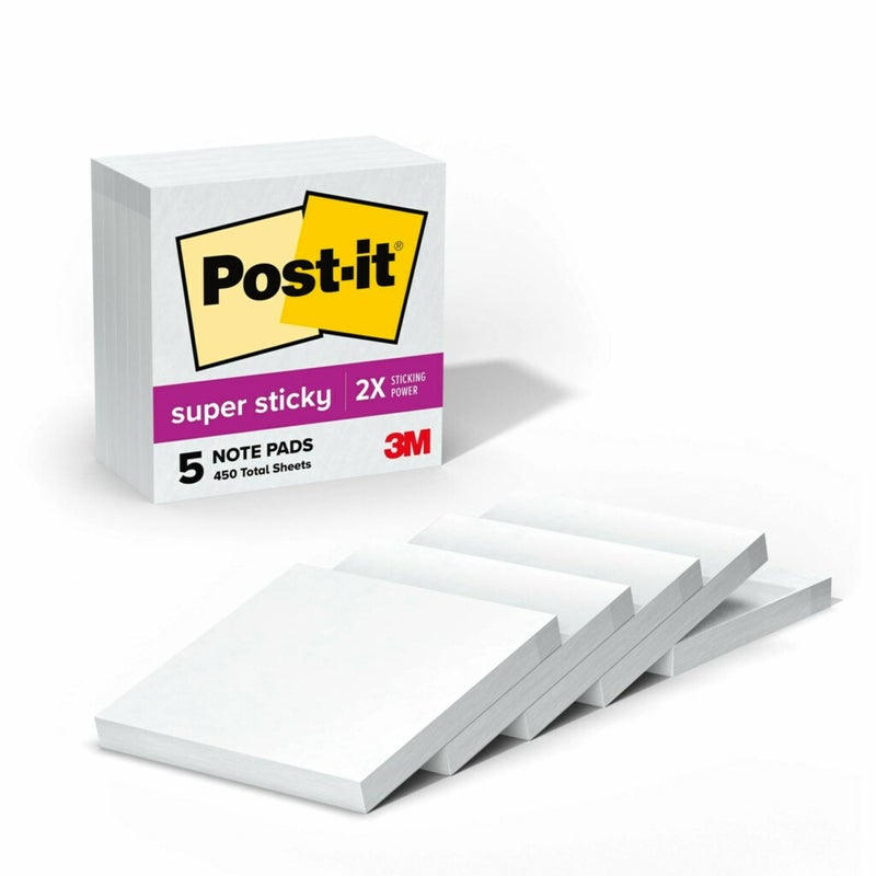 Post It Post-it Super Sticky Notes, 5 Sticky Note Pads, 3 x 3 in., School Supplies for Students, Ideal for Textbooks, Notebooks, Walls and Vertical Surfaces, Single Color Packs Collection - Image 1